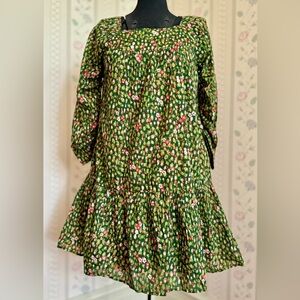 Square neck multicolor floral print dress